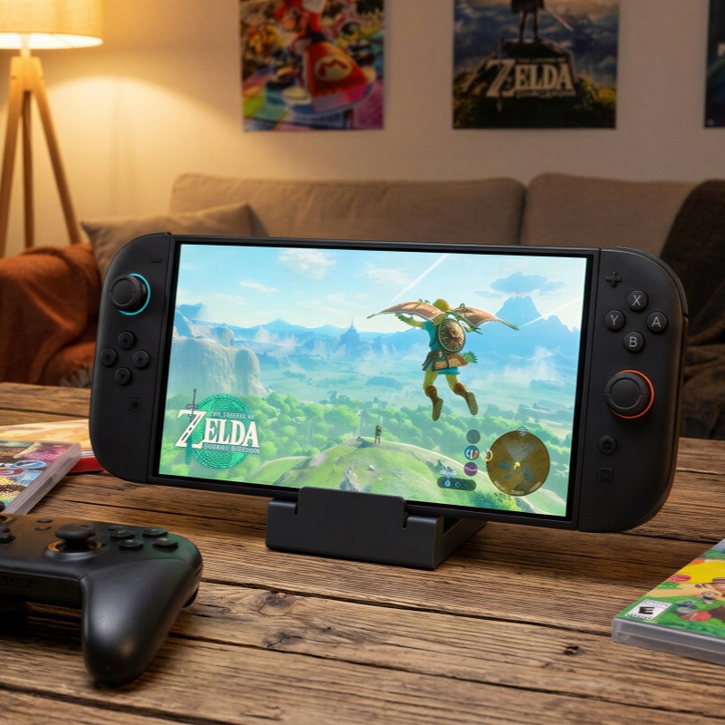 Gaming Console Rog Ally - NS2 Switch OLED、PS5、Portal、ROG Ally、Steam Deckに対応した、持ち運び可能なハンドヘルドゲーム機用アルミニウム製デスクトップスタンド（ブラック）。