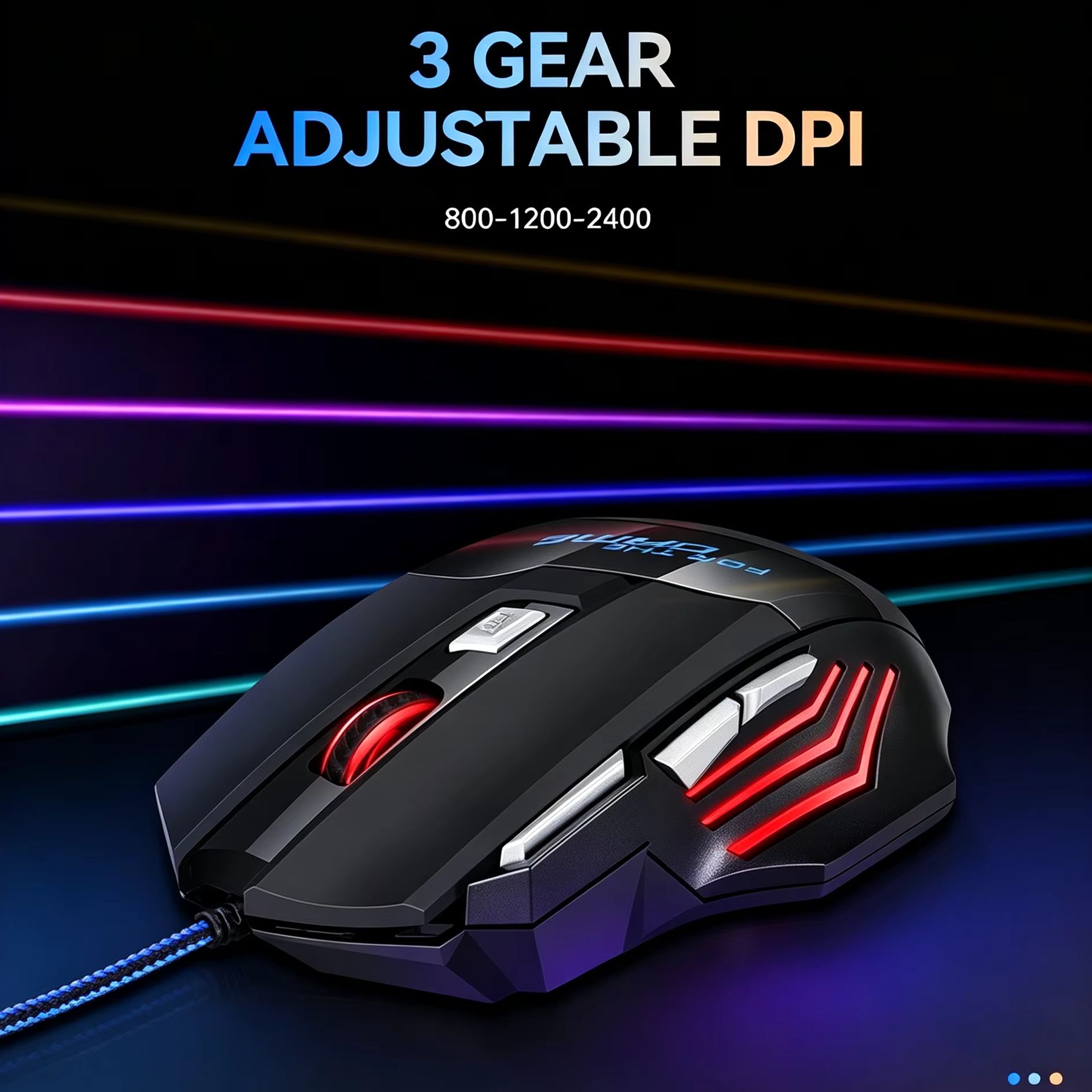 RGBバックライト搭載、2400DPI、調整可能な有線ゲーミ - Gaming Console Buttons のレビューと価格